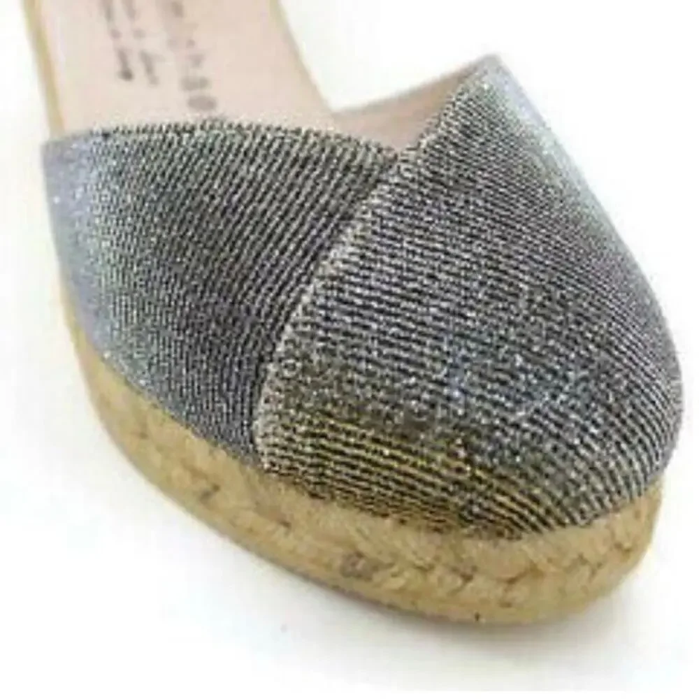 Anthropologie Eric Michael Copa Platform Leather Shimmer Espadrilles Size 8